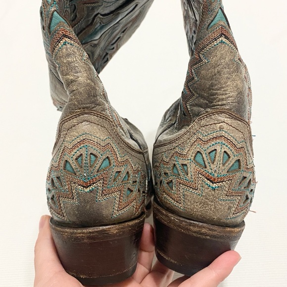 Lucchese Desert Plato Turquoise Inlay Leather Cowboy Cowgirl Western Boots - Picture 4 of 11